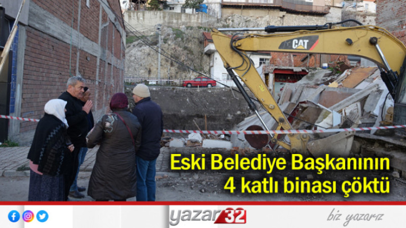 Eski Belediye Başkanının  4 katlı binası çöktü